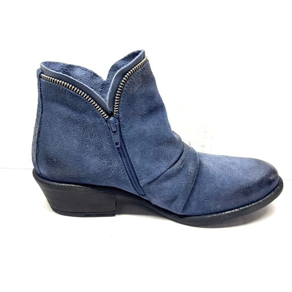 MIZ MOOZ NUBUCK LEATHER BOOTIE SIDE ZIP AROUND BLUE 37EU / 7US NEW # Z-77 - Picture 3 of 4